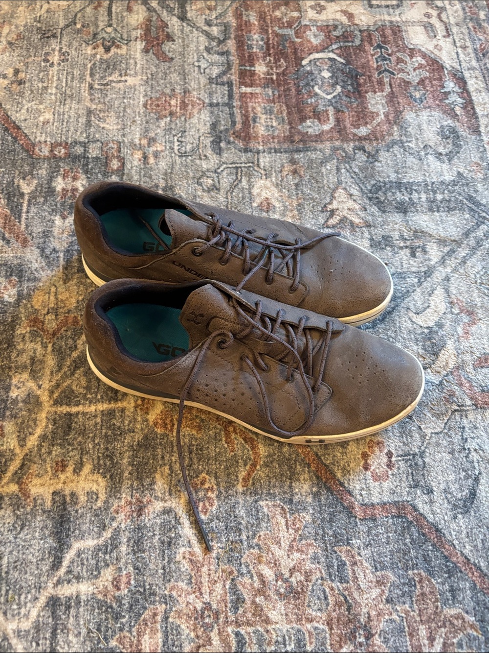 Men's Casual Brown Leather Lace-Up golf Sneakers